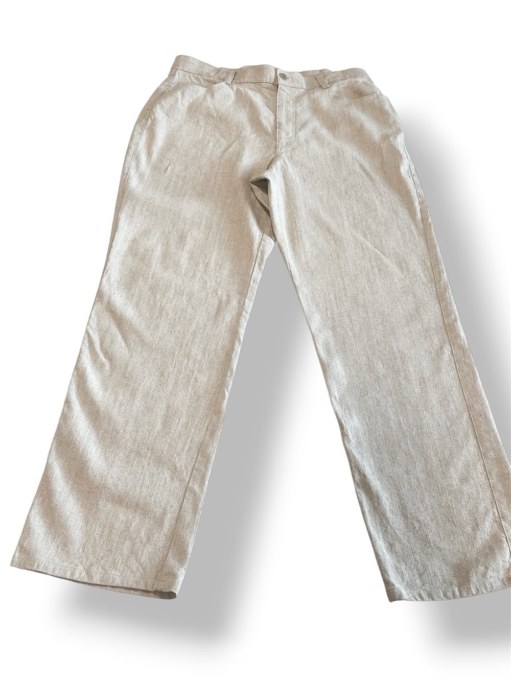 Liz Claiborne Women's Wide-Leg Linen/Cotton Blend Pants in Light Beige Size 14. - Picture 2 of 7